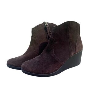 CROCS Brown Suede Wedge Ankle Boots